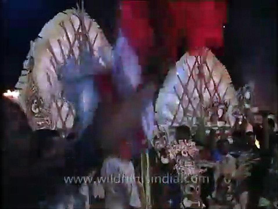 Dancers performing various folk dances of Kerala at Padayani Festival