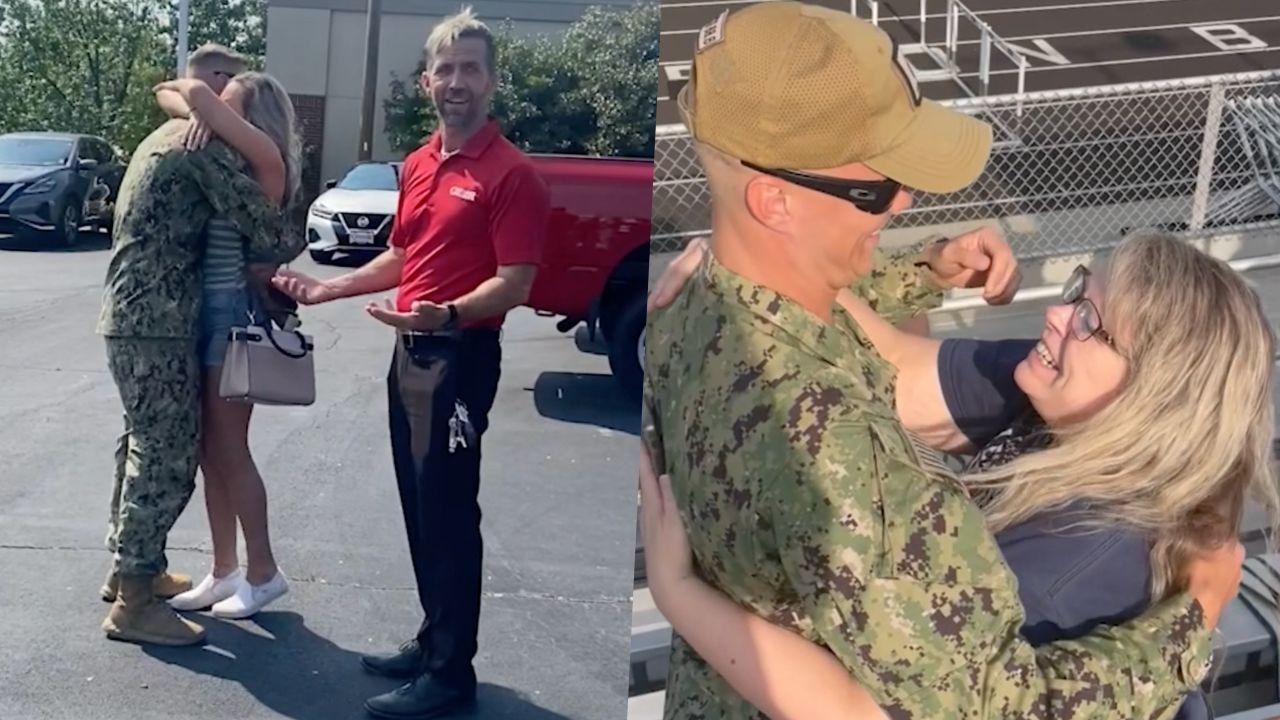 Navy Officer Surprises Family And Fiancee After 14 Months