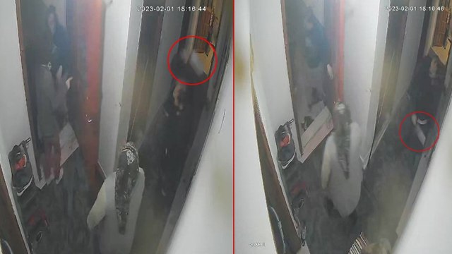 Kocanın satırlı saldırı girişimi kamerada