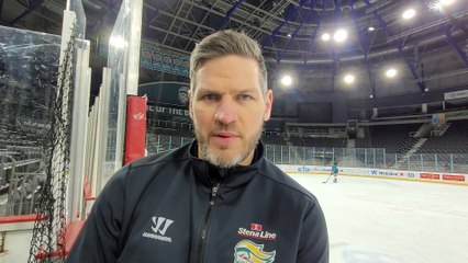 Adam Keefe and David Goodwin at SSE Arena ahead of Devils double-header