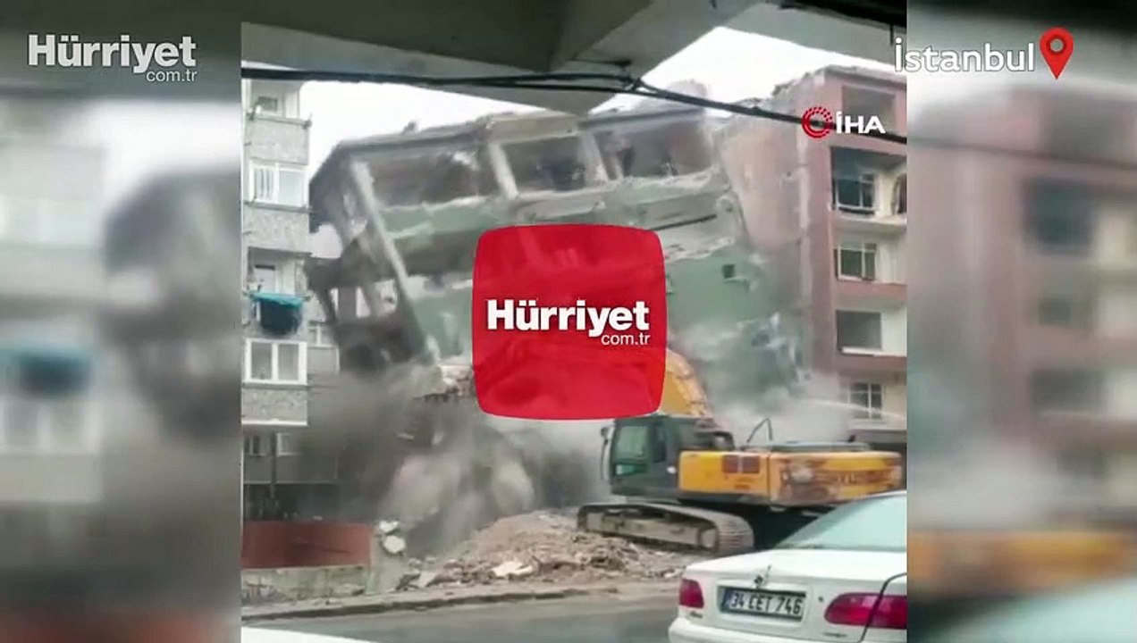Bahçelievler'de yıkım sırasında bina aniden çöktü