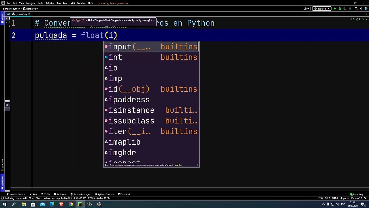 Convertir pulgadas a metros en Python