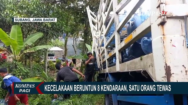 Truk Air Mineral Alami Rem Blong, Sebabkan Kecelakaan Beruntun di Jalur Arteri Subang