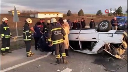 Araç takla attı! Sağ çıktı