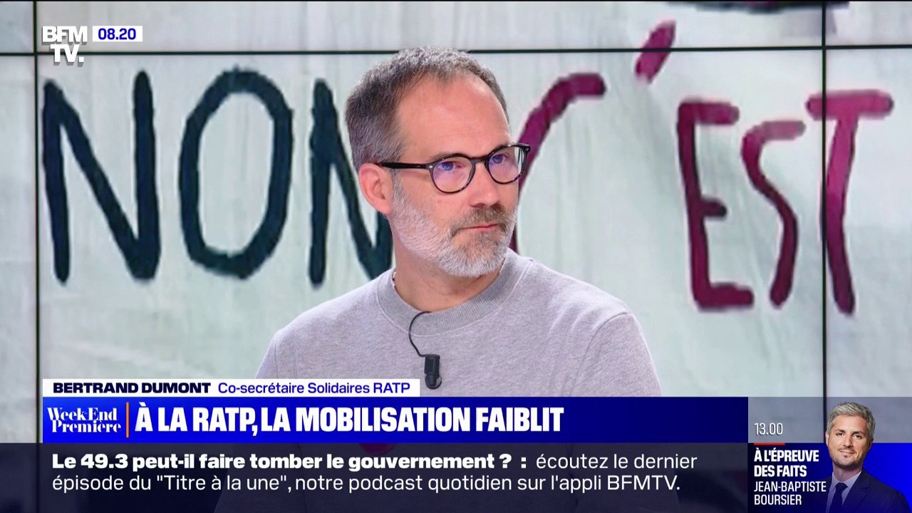 RATP: "Les chiffres de grévistes vont forcément remonter", affirme Bertrand Dumont (Solidaires)