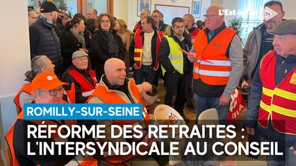 Rassemblement contre la réforme des retraites à la mairie de Romilly-sur-Seine