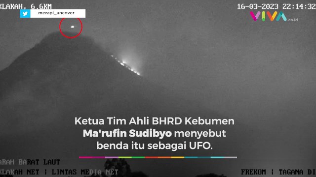 TEREKAM CCTV! UFO Melintas di Atas Puncak Merapi Saat Erupsi