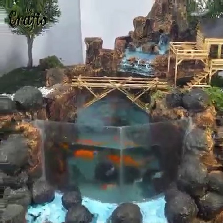 Design Ideas - Turn Ugly Corner Into a  mini landscape realistic waterfall aquarium  Cement Ideas