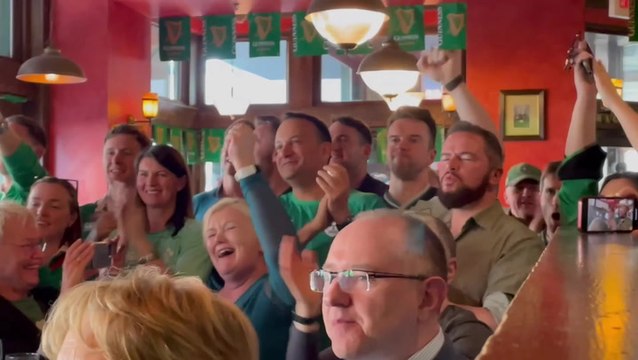 Leo Varadkar celebrates Ireland Six Nations victory in Washington DC Irish pub