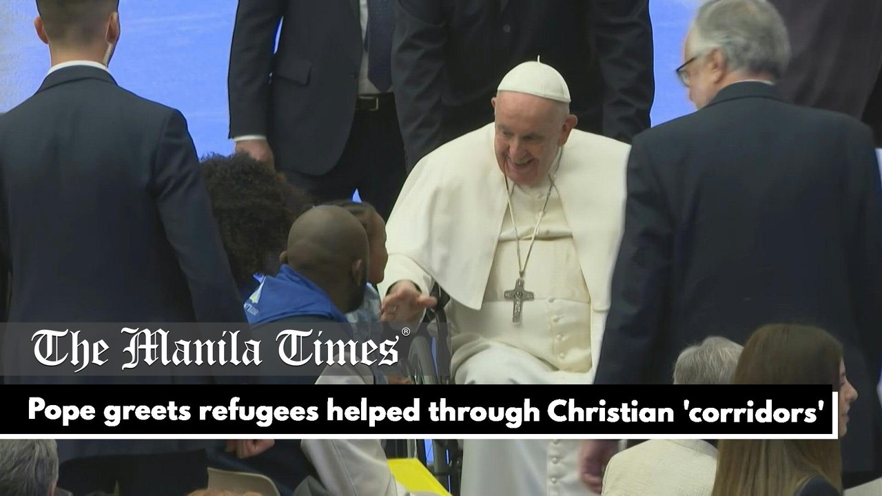 Pope greets refugees helped through Christian 'corridors'