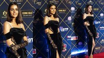 Golden Iconic Awards 2023 : Priyanka Chahar Choudhar Black Velvet Dress Look Video | Boldsky