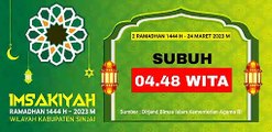 Imsakiyah Ramadhan 1444 H - 2023 H Wilayah Kabupaten Sinjai Hari Ke - 2
