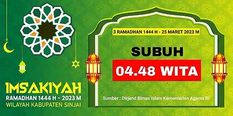 Imsakiyah Ramadhan 1444 H - 2023 H Wilayah Kabupaten Sinjai Hari Ke - 3