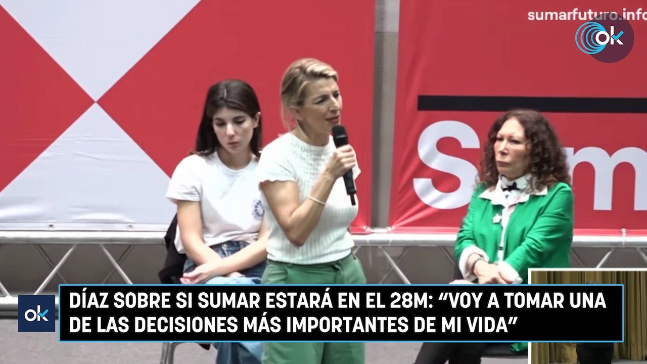 Díaz sobre si Sumar estará en el 28M Voy a tomar una de las decisiones más importantes de mi vida
