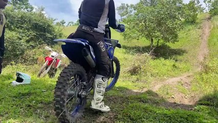 Guy on dirt bike knows how to fail with style