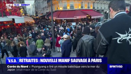 Download Video: Paris: une nouvelle manifestation spontanée contre la réforme des retraites a pris place dans le quartier Montorgueil