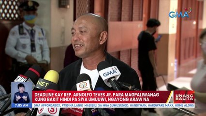 Deadline kay Rep. Arnolfo Teves Jr. para magpaliwanag kung bakit hindi pa siya umuuwi, ngayong araw na | UB