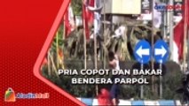 Viral, Pria di Magetan Copot dan Bakar Bendera Parpol di Magetan