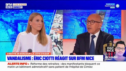 Download Video: Retraites: « Je ne céderai à aucune intimidation », affirme le député des Alpes-Maritimes et président du parti Les Républicains Eric Ciotti, au lendemain du caillassage de sa permanence - Regardez