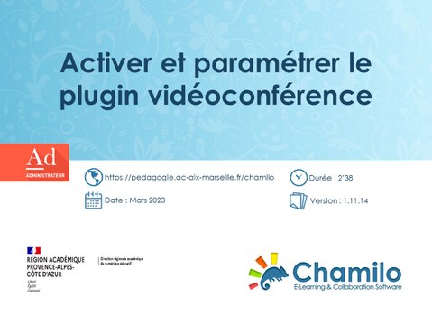 Chamilo - Activer et paramétrer le plugin vidéoconférence