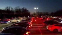 Tesla car lights sync  NaatuNaatu  with the beats of Naatu Naatu in New Jersey, USA#RRRMoive #Oscars @AlwaysRamCharanNew Jersey Teslalightshows light sync with the beats of #Oscar Winning Song #NaatuNaatu in New Jersey