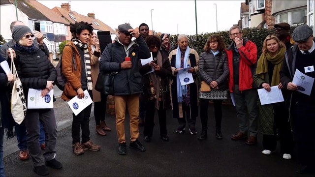 Nigel Divers, secretary of The Southwick Society, speaking at the unveiling of a blue plaque honouring political activist CLR James