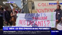 À Bordeaux, les enseignants manifestent devant un lycée à l'occasion des premières épreuves du bac