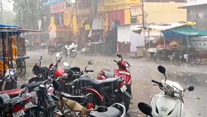 गरज चमक और तेज हवा के साथ हुई बारिश, दो पोल गिरे