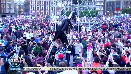 Queman figura de la ministra Norma Piña durante mitin de López Obrador