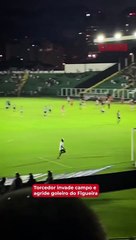Torcedor invade o campo e agride goleiro do Figueira