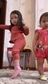 A young girl learns to dance in a cute situation who seems to have difficulty dancing #tomi_aleka