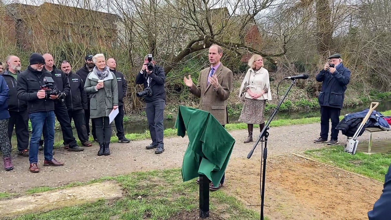 Duke of Edinburgh, HRH Prince Edward, addresses guests at Riverside in Farnham
