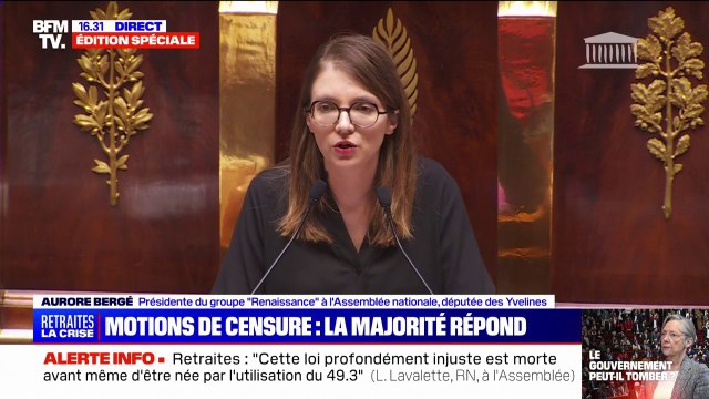 Aurore Bergé (Renaissance): Une motion de censure devient un programme commun car c'est la capacité à dégager une autre majorité
