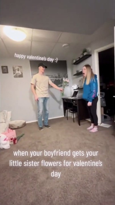 Thoughtful man buys flowers for girlfriend's sister