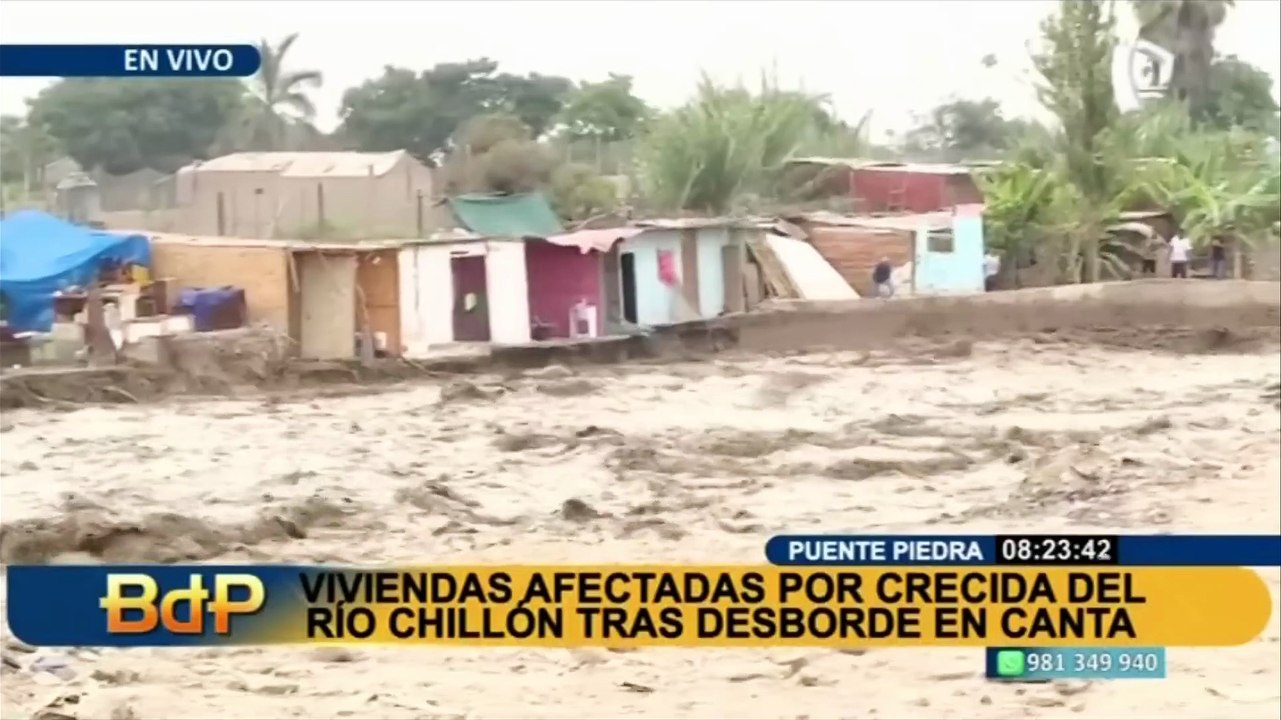 Comas: casas colapsan ante crecida del caudal del río Chillón
