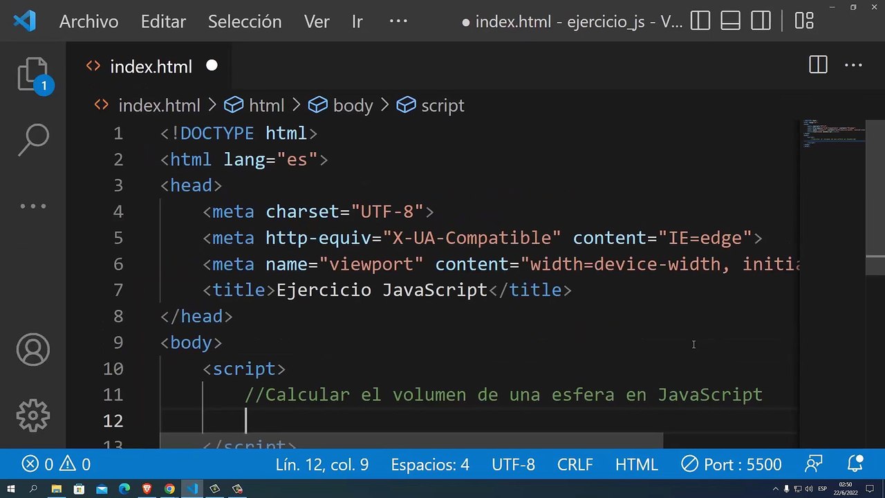 Calcular el volumen de una esfera en JavaScript