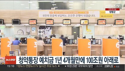 청약통장 예치금 1년 4개월만에 100조원 아래로