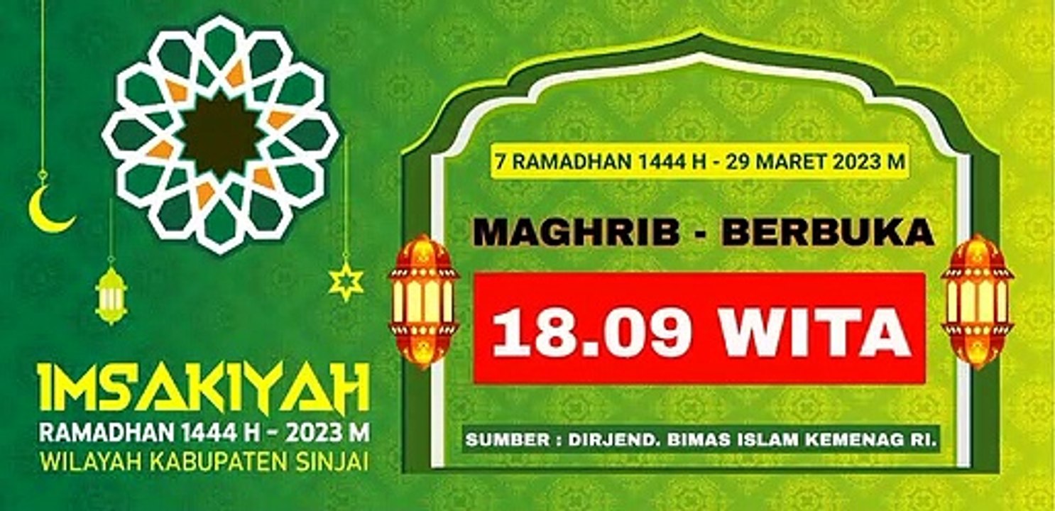 Imsakiyah Ramadhan 1444 H - 2023 H Wilayah Kabupaten Sinjai Hari Ke - 7