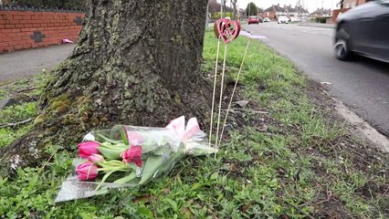The scene at Sheaf Lane in Sheldon, Birmingham, where Sophie Jain Fletcher was in a fatal collision with a bus