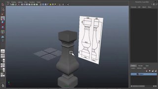 turn 2d cube balusters to 3d model maya