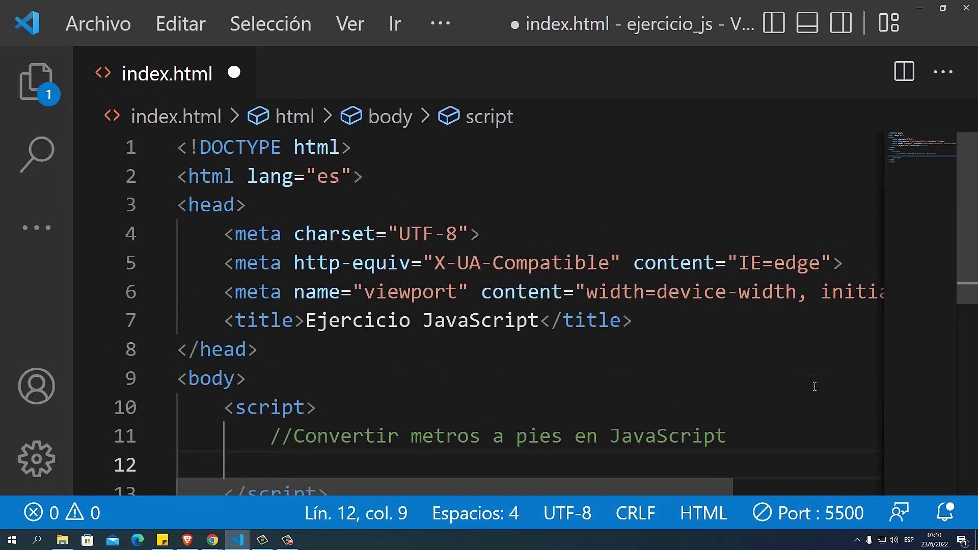 ⁣Convertir metros a pies en JavaScript