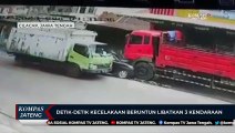 Detik-detik Kecelakaan Beruntun Libatkan 3 Kendaraan