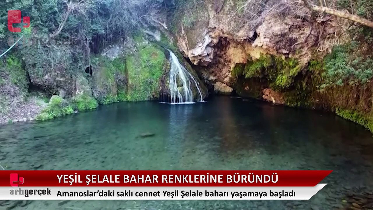 Amanoslar'daki saklı cennet Yeşil Şelale, ilkbaharın renklerine büründü
