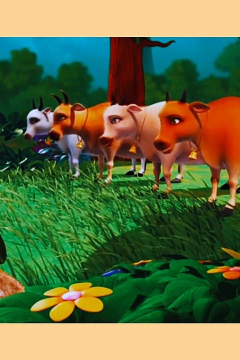 Three cow  and a lion   story by cartooni
