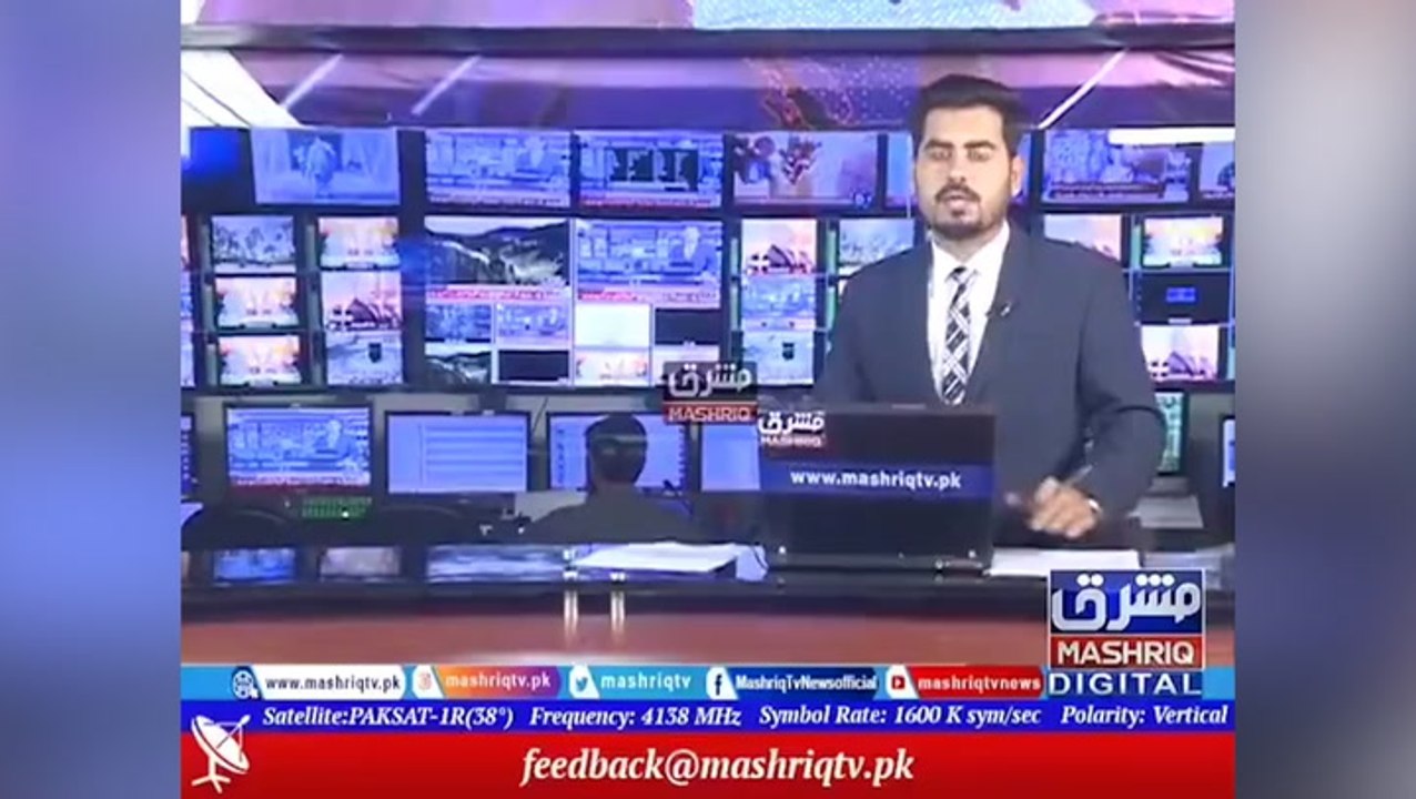 Moment TV studio shakes during live broadcast a...