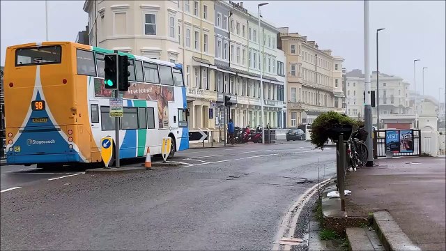 Pothole with cables hanging out of it in Hastings, East Sussex, on March 22 2023