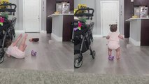 Baby girl loses balance and takes a silly fall while dancing like no one's watching