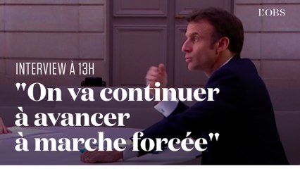 JT de 13h : Emmanuel Macron veut "continuer à avancer, à marche forcée"