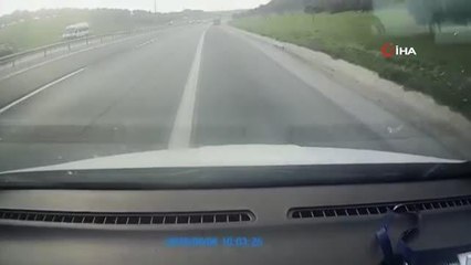 Silivri TEM Otoyolu'nda meydana gelen kamyon kazasında yeni görüntüler ortaya çıktı