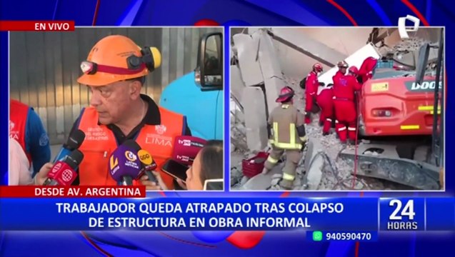 Trabajador queda atrapado entre escombros tras colapso de obra informal
